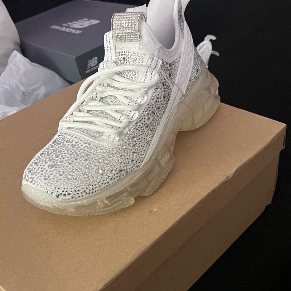 Steve Madden White Crystal Sneakers